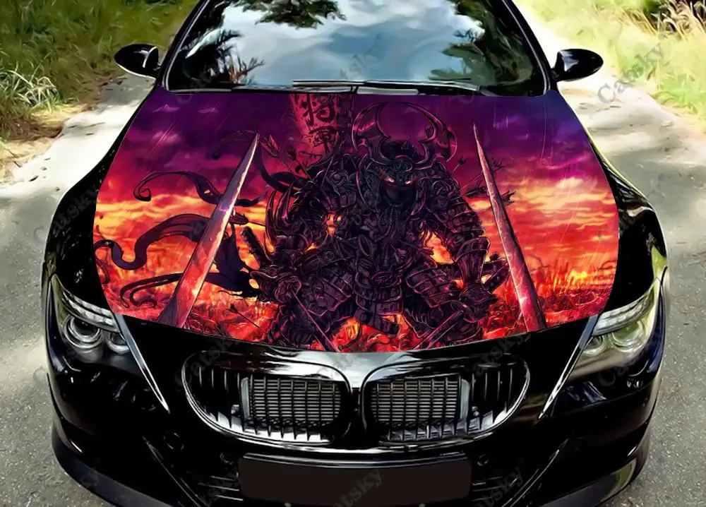 Японская самоклеящаяся наклейка на капот Samurai