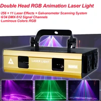double head rgb animation laser light party stage lighting effect voice control laser projector strobe lamp for home dance floor