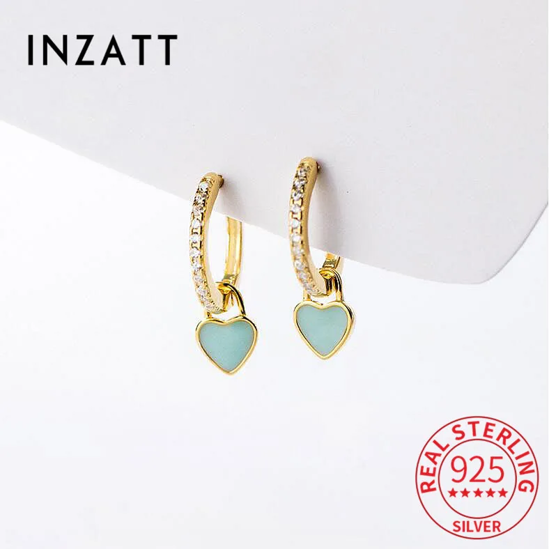 

INZATT, Настоящее серебро 925 пробы, эмалированное сердце, женская модная вечерние ческая вечерняя бижутерия, аксессуары