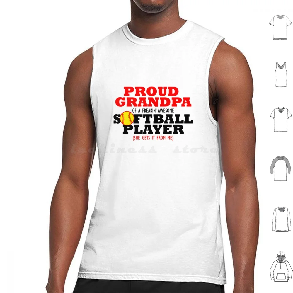 

Softball Grandpa She Gets It From Me Gaaon Tank Tops Print Cotton