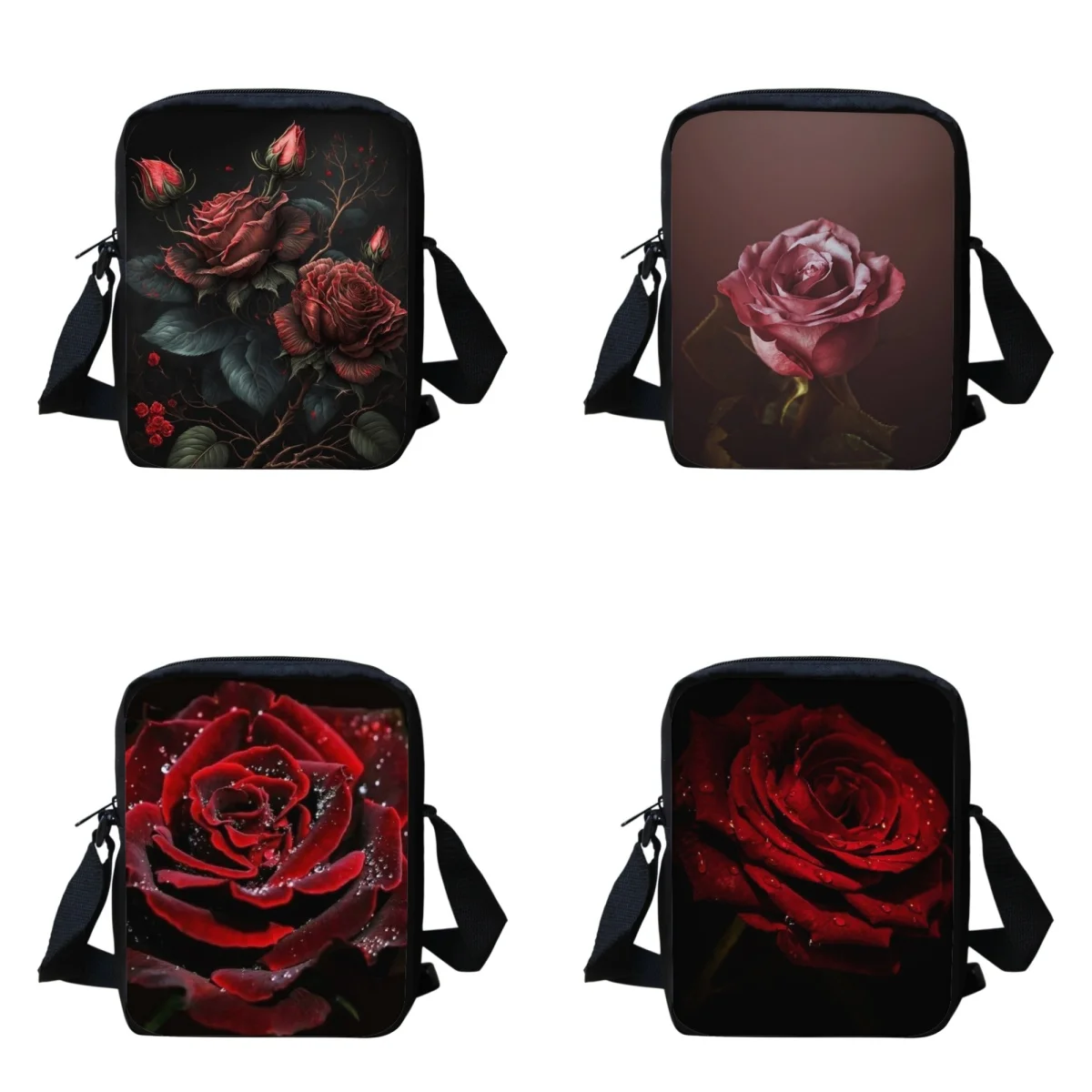 

Belidome Red Rose Pattern Children's School Bag Daily Crossbody Bags Travel Shopping Bag for Kids Boys Girls Holiday Gift 2023