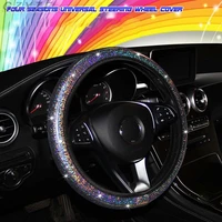 fashion car steering wheel cover colorful hot stamping luxury crystal rhinestone car covered steering wheel accessories