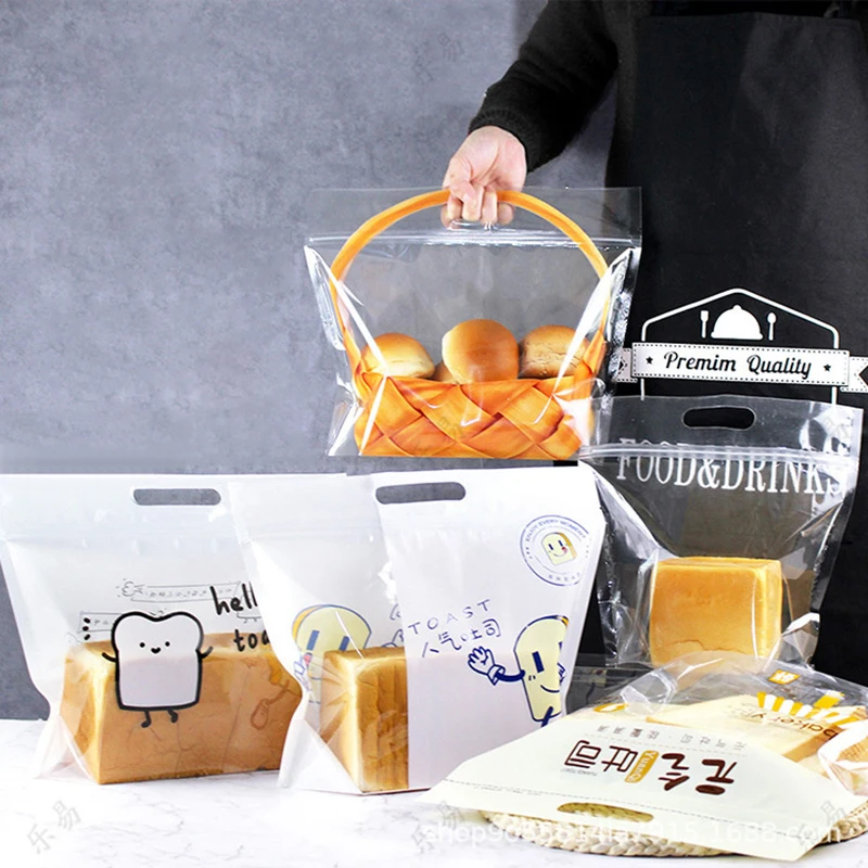 10 шт. прозрачные пластиковые пакеты для нарезанного хлеба с ручкой печенье