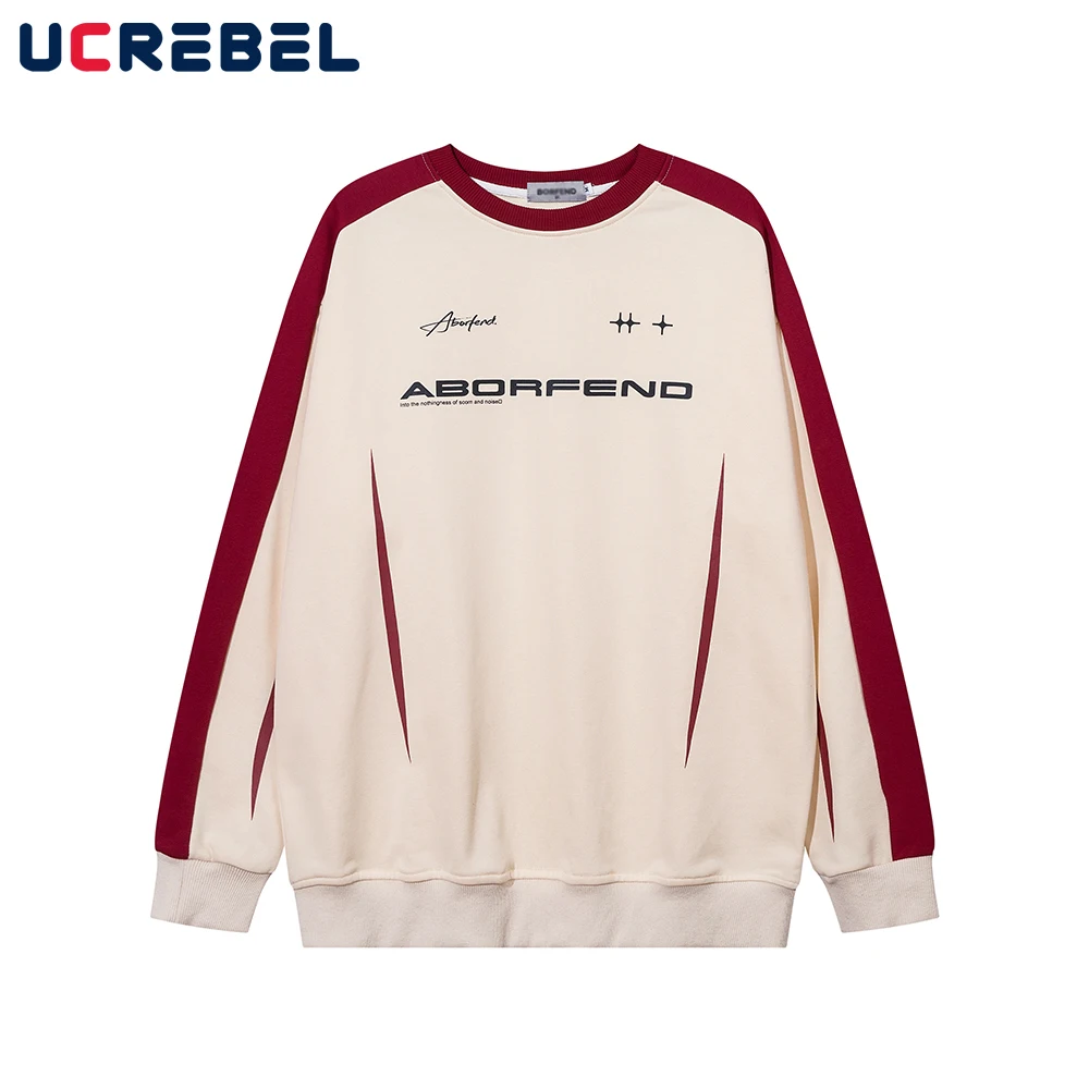 

Контрастные бриллиантовые мужские уличные Свободные повседневные топы с длинным рукавом и буквенным принтом