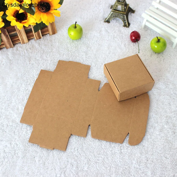 

100pcs Black kraft paper craft box small white soap cardboard paper packing/package box brown candy gift jewelry packaging box