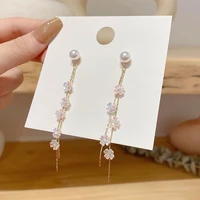 new fashion little flower drop long hanging earrings for women elegant girl tassel earring stylish jewelry personality gift
