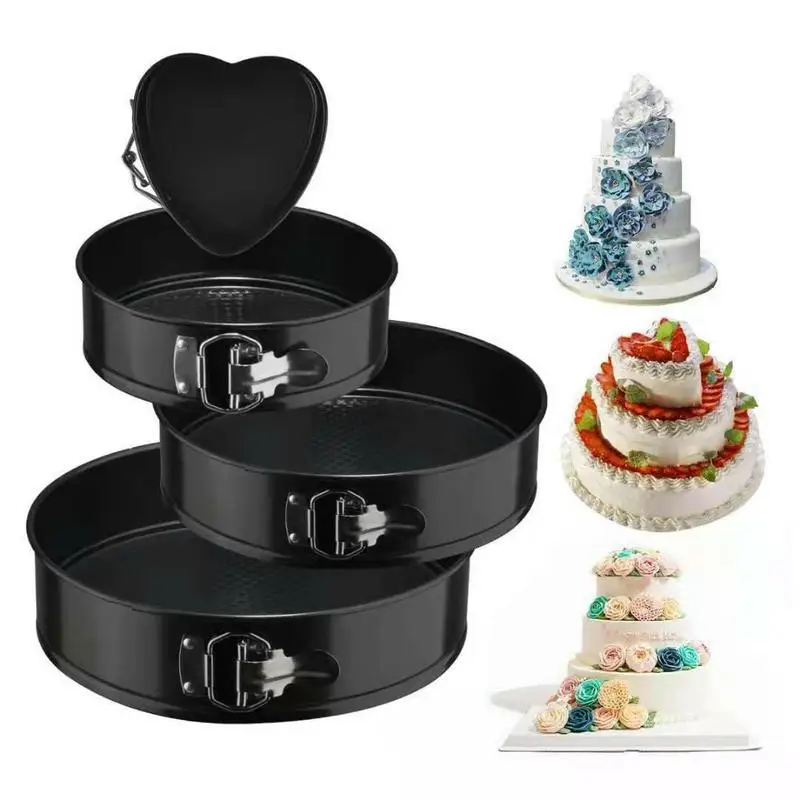 

4pcs/set Cake Pan 4/7/9/10inch Heart Round Cake Pan Set with Removable Non-Stick Leakproof Alloy Cake Mold Kitchen Accessories