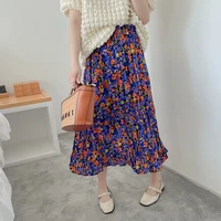 skirt womens fashion 2022 real shot summer new retro floral embossed pleated high waist fashion all match womens skirt