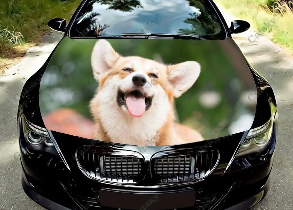 

Funny Dog Printting Pattern Car Hood Vinyl Sticker Wrap Vinyl Film Engine Cover Decals Sticker on Car Auto Accessorie Gift