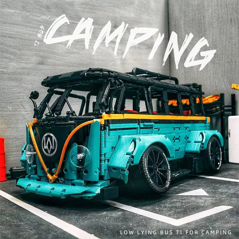 

2975PCS 1:10 Famous Car T1 Camper Van Model Building Blocks VW Bus Technical Vehicle Bricks Toys for Children Birthday Gifts