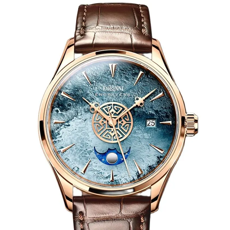 

Switzerland LOBINNI Luxury Brand Japan MIYOTA Automatic Mechanical Men's Watches Sapphire Moon Phase Waterproof Clocks L17015