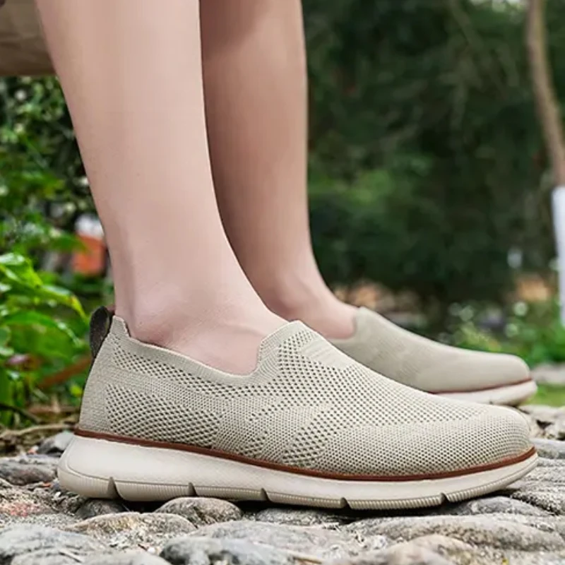 Кроссовки мужские с круглым носком легкие лоферы Вулканизированная подошва без