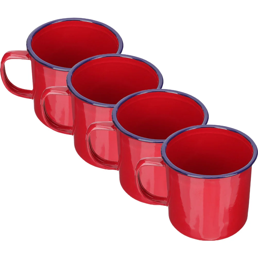 

Cup Mug Coffee Enamel Mugs Water Camping Tea Latte Drinking Metal Cappuccino Tumbler Enamelware Vintage Cups Couple Bonfire Red