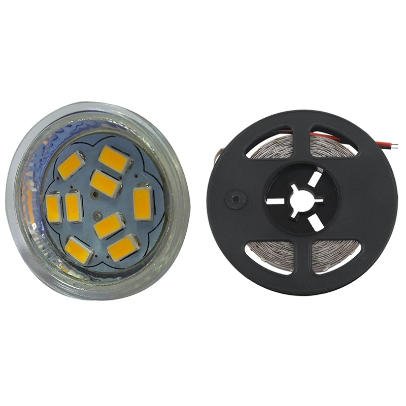 

5M 300 LED Strip Light Aquarium Flexible Tape With 4W GU4(MR11) LED Spotlight MR11 9 SMD 5730 430 Lm DC 12V, Warm White