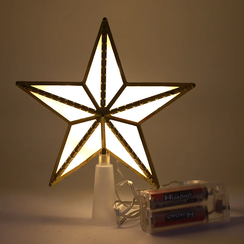 

1PC Christmas Tree Top Star LED Light Glowing Five-pointed Star 17cm New Year 2023 Decorations for Home Indoor