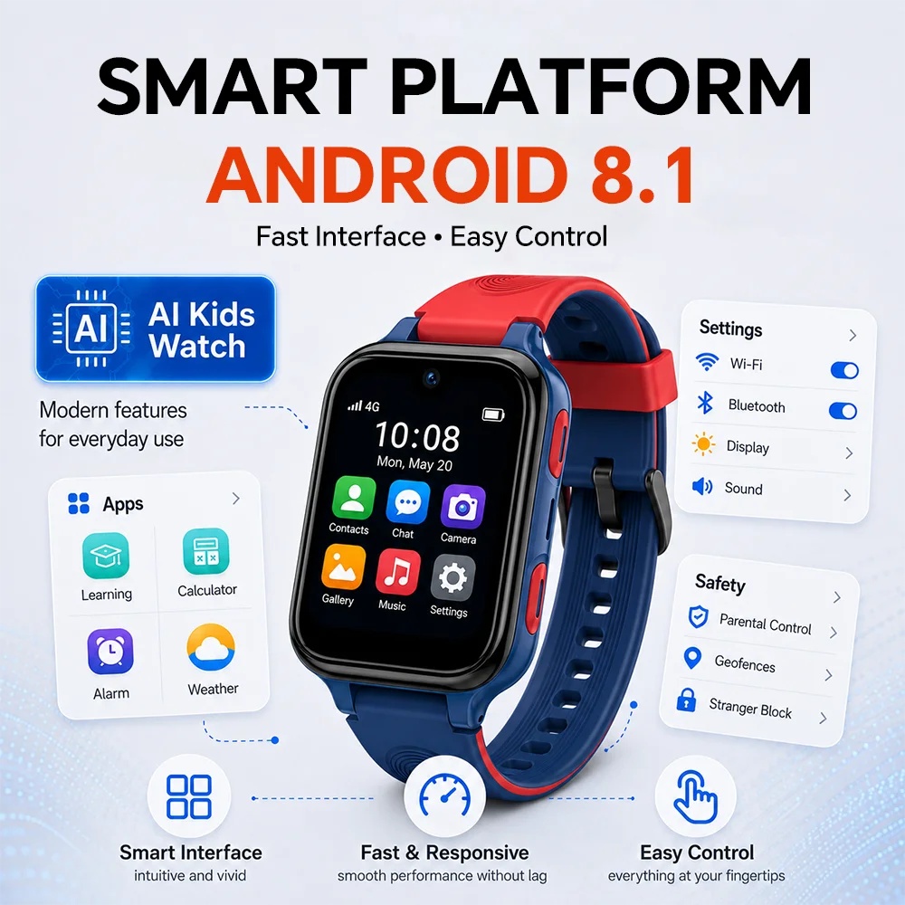 Детские умные часы 4G AI K9 с HD-камерой, видеозвонками, SOS, GPS-трекингом, тончайшие, водонепроницаемые IP68, телефон-часы (art.: 3920dbf21b2c8) - 3920dbf21b2c8