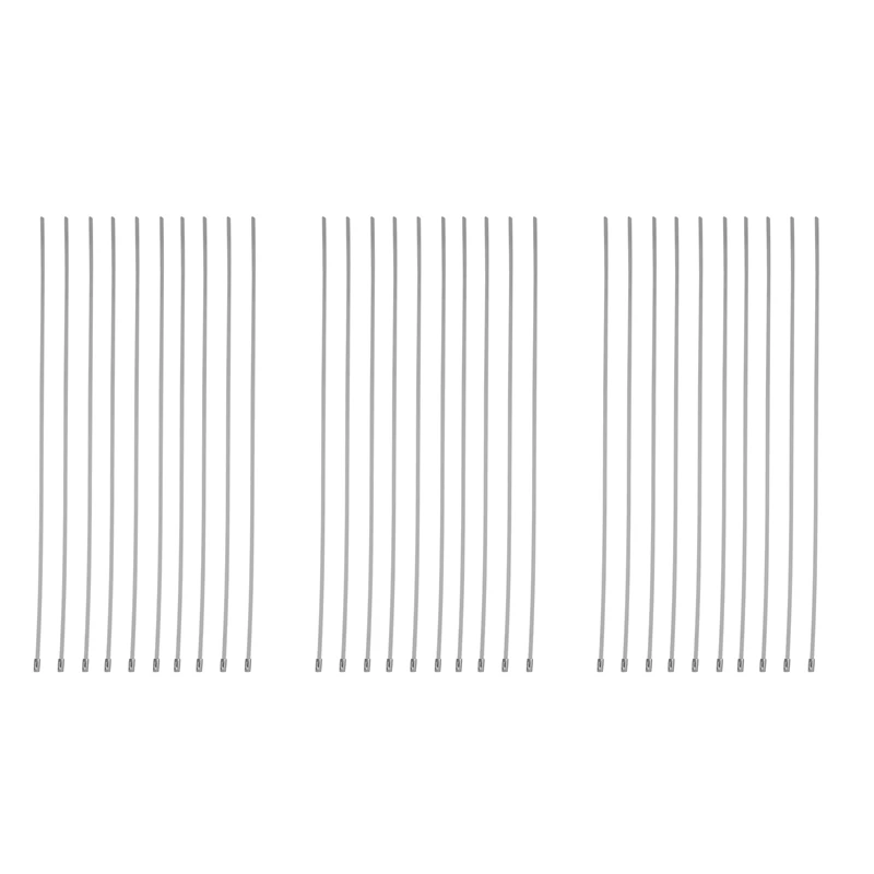 30Pcs 17.7Inch Stainless Steel Locking Cable Ties For Exhaust Pipe Header Wrap Tape Silver
