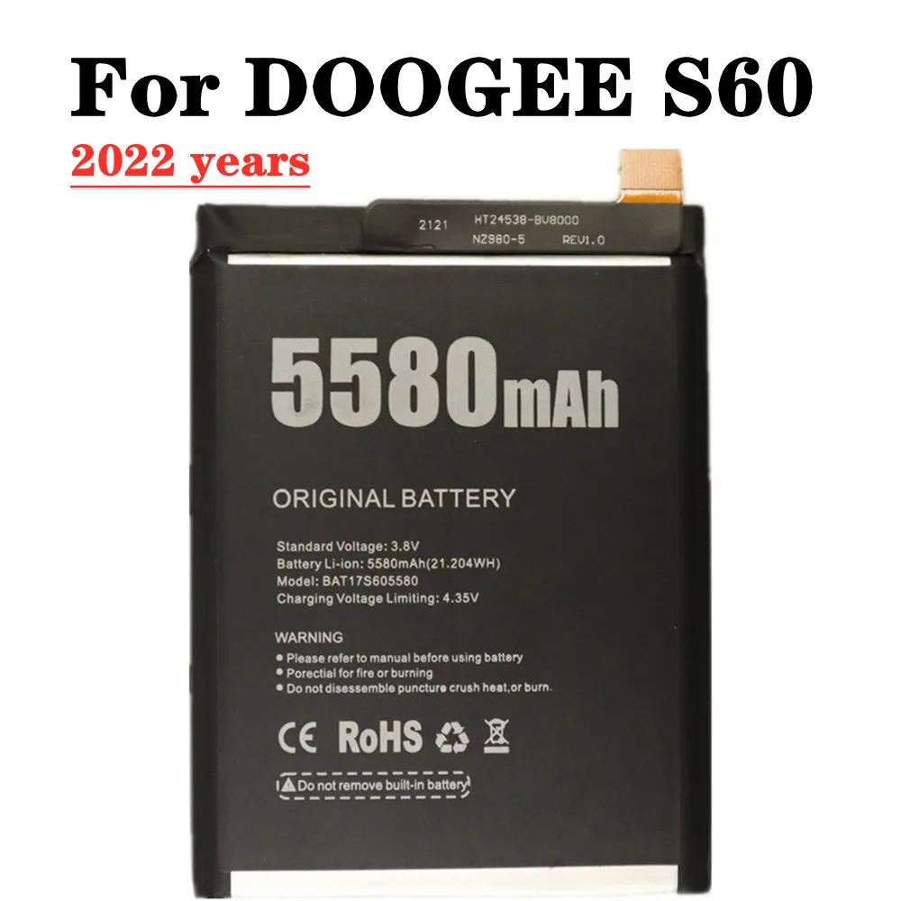 

2022 years 100% New Original For DOOGEE S60 BAT17M15580 BAT17S605580 Replacement Battery 5580mAh Parts Backup Bateria In Stock