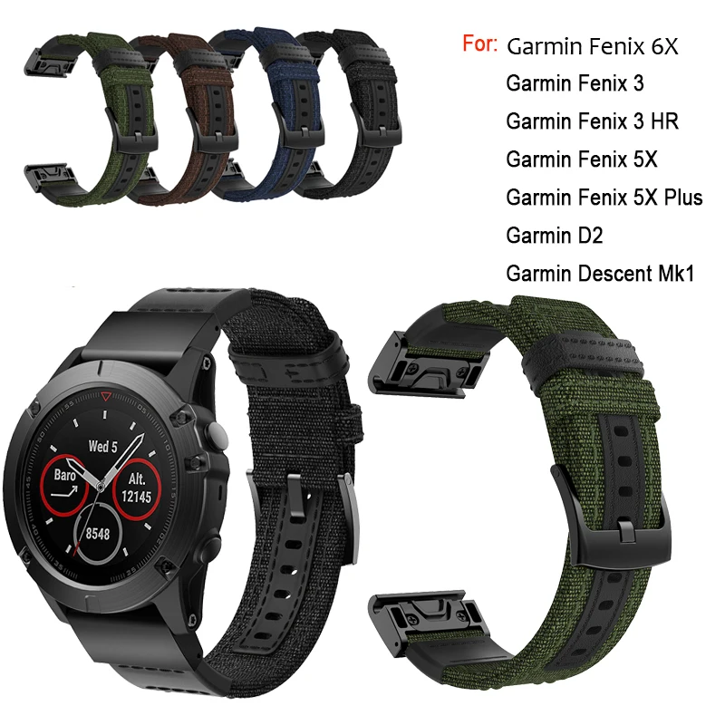Нейлоновый быстросъемный ремешок для умных часов Garmin Fenix 6x 5x plus сменный