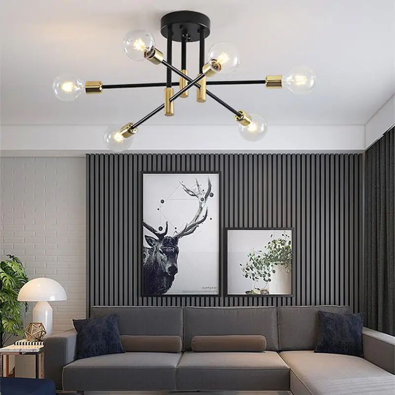 $36.96 Modern Chandelier LED Ceiling Lamp For Living Dining Room Bedroom Kitchen Black Gold Ceiling Light Nordic Home Decor Fixture