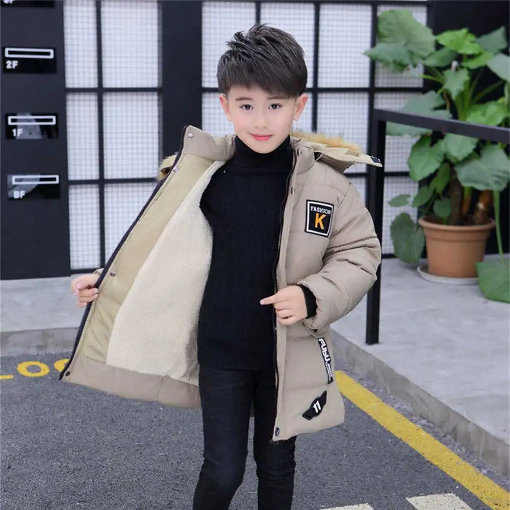 

Korean Version Thickened Boys Winter Boys Cotton Coat Cotton Coat Thickened Mid Length Winter New Cotton Coat