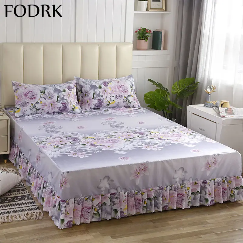 

3 Pcs 2022 Cotton Bed Cover Mattress Decoration Sheets Double Linen with Pillowcase Massage Couple Elastic for Kids Fitted King