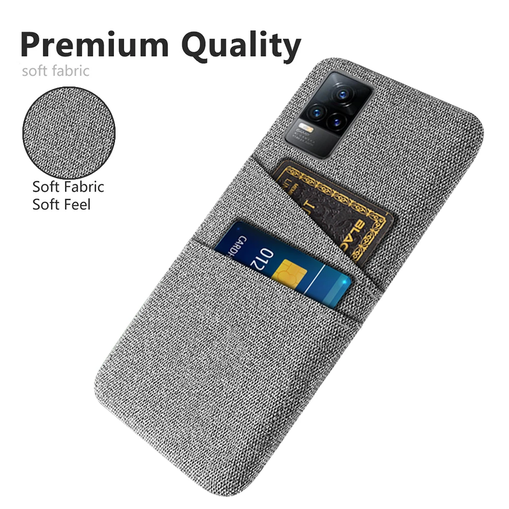 

For vivo V21e Cases Funda on vivo V2061 V21 e V 21e 6.44" For Coque vivo V21e Case Dual Card Fabric Cloth Luxury Business Cover