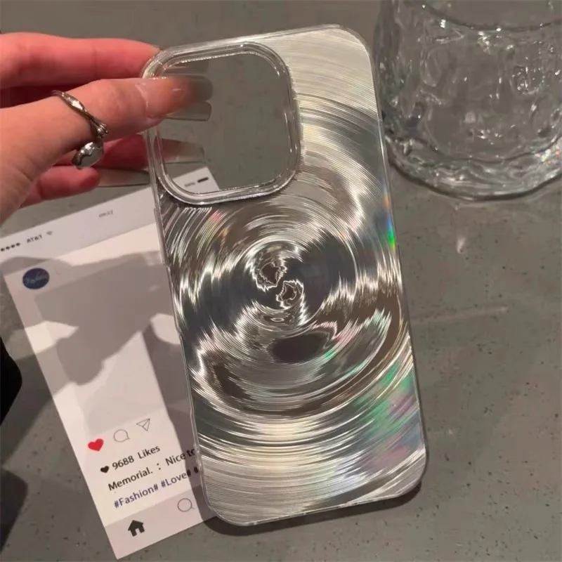Фото Чехол для телефона с узором «Водная рябь» для iPhone 17 Pro, 16, 15, 12, 14, 11, 13 Pro Max, Air Vortex Shell, противоударный силиконовый чехол-накладка №2