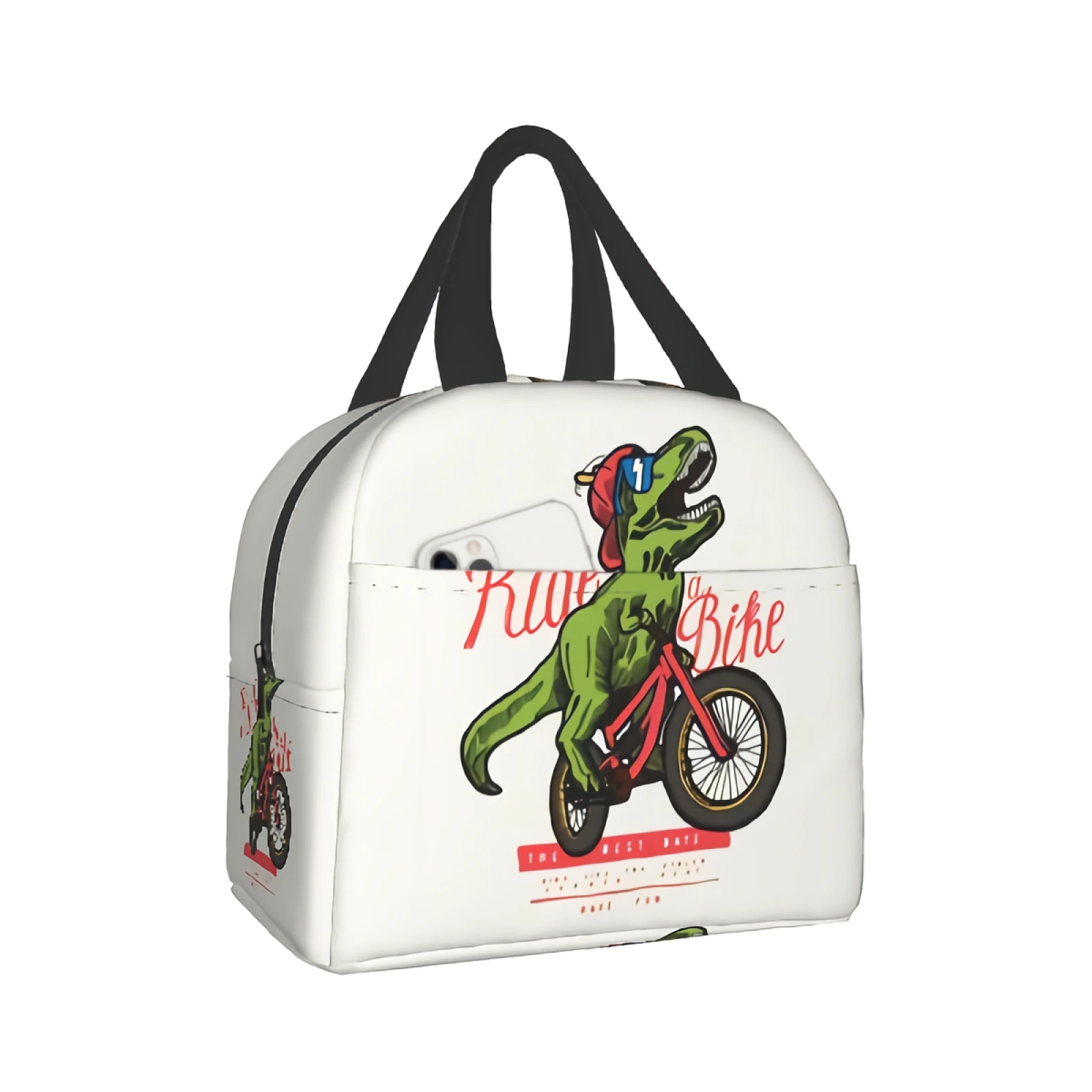 

Tyrannosaurus Lunch Bag Dinosaur Riding Thick and Reusable Hot Lunch Tote Bag With Zipper Lightweight Durable Office Work School