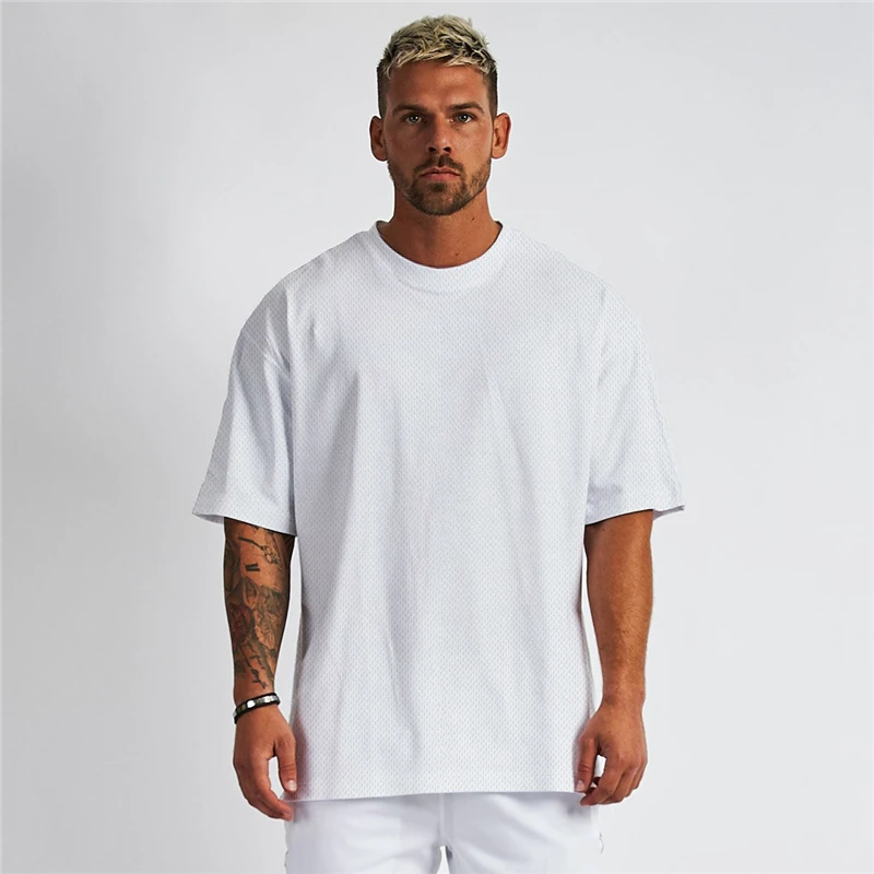 

Plain Oversized Gym Clothing Mesh Fitness Mens T Shirt Outdoor Hip Hop Streetwear Loose Half Sleeve T-shirt Bodybuilding Tshirt
