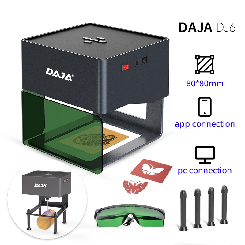 DAJA Mini Portable Laser Engraver Diy Bluetooth Machine Painted Dog Tag Paper Leather Wooden Plastic Logo CNC Machine