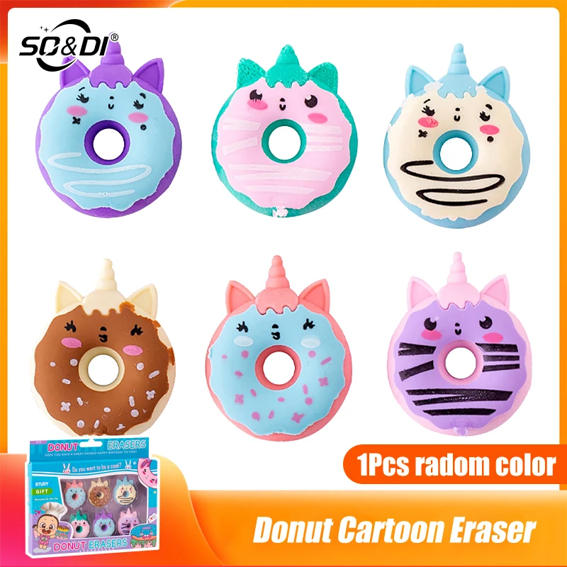 

1/6Pcs Cute Cartoon Unicorn Donut Rubber Eraser Creative Kawaii Children Erasers School Supplies Stationery Kids Student Prizes