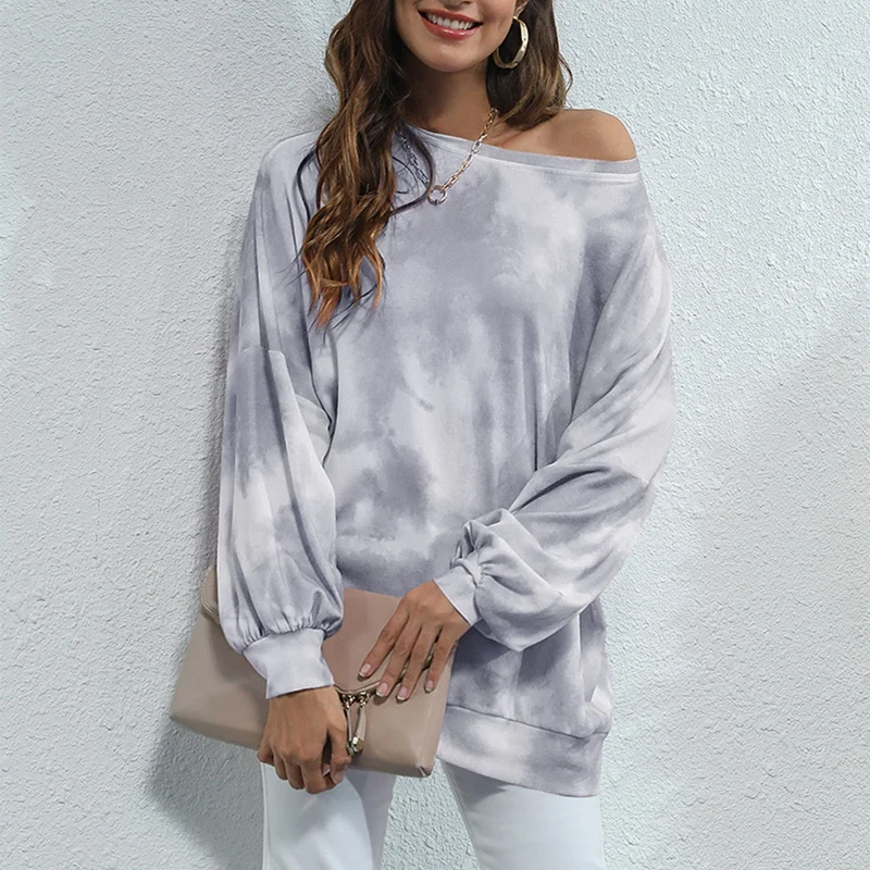 

Autumn Winter Elegant Women's Sweatshirt Pullover Fashionable Tie-Dye Loose Crewneck Sweatshirt