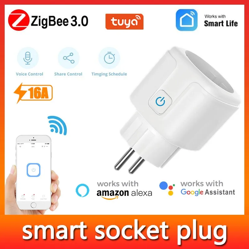 

Смарт-розетка Tuya Zigbee, евро, 16 А, с монитором питания и функцией таймера
