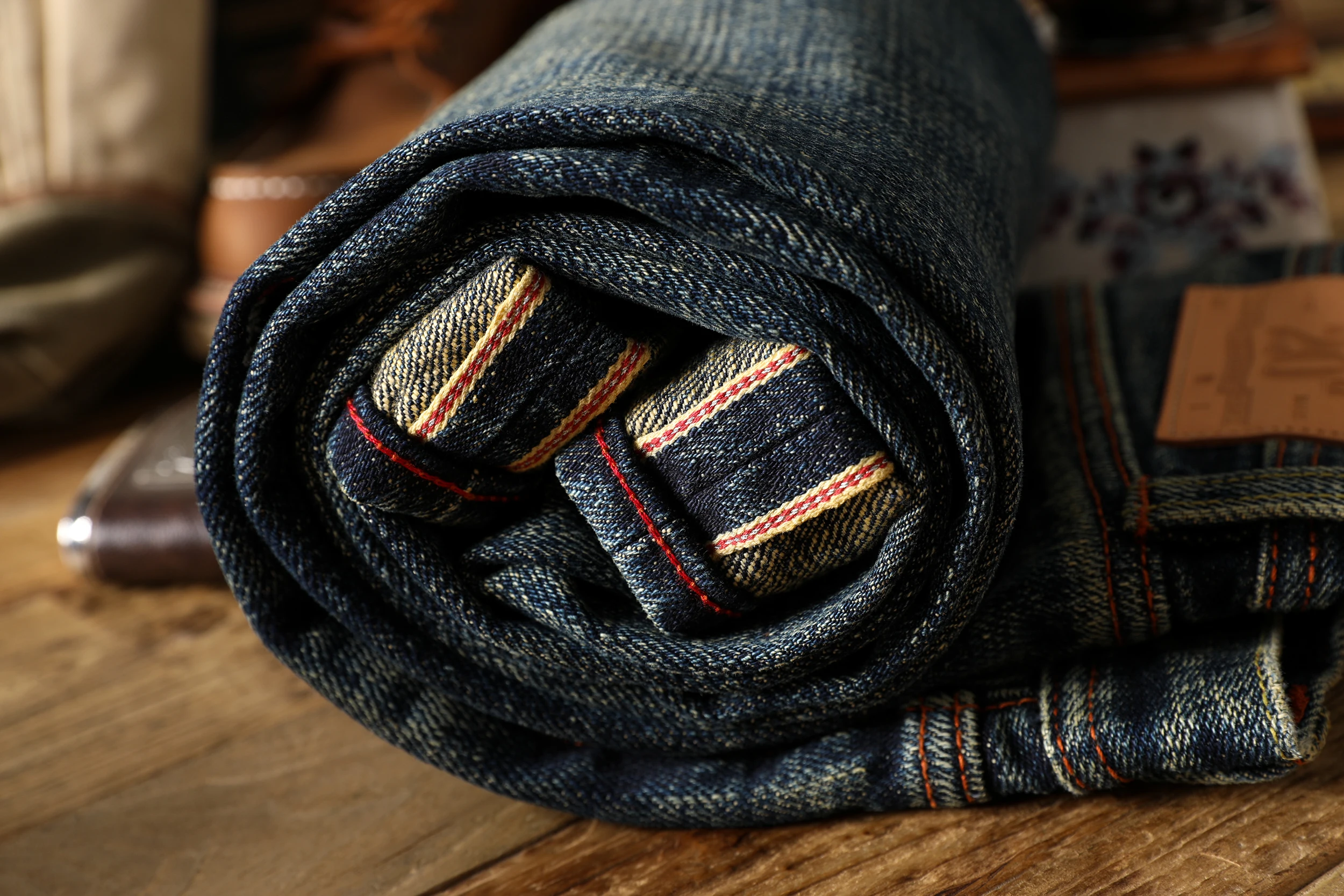 Мужские джинсы из красного цвета с кромкой 20 унций осенние тяжелые прочные