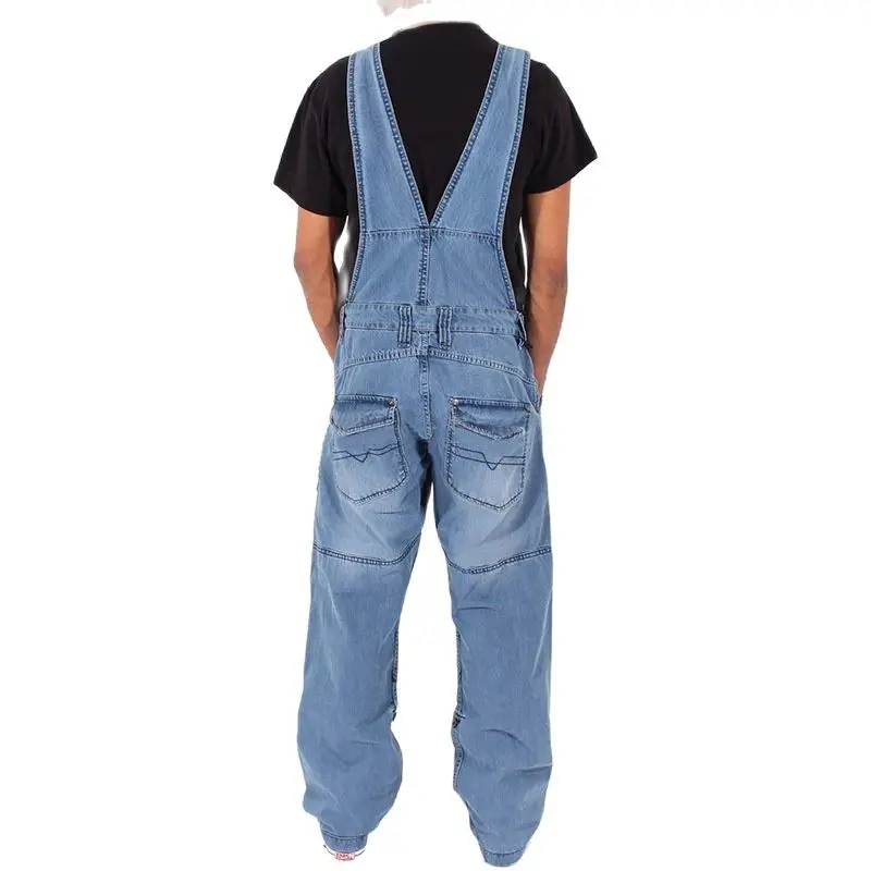 Men's Tide Brand New Hot Selling Street Personality Functional Multi-pocket Denim Bibs Tooling Jeans Casual Trousers