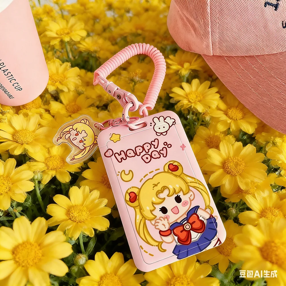 Фото Kawaii Сейлор Мун брелок чехол мультяшный раздвижной держатель студенческая еда карта автобусная карта женская ID-карта держатель для кредитных карт №4