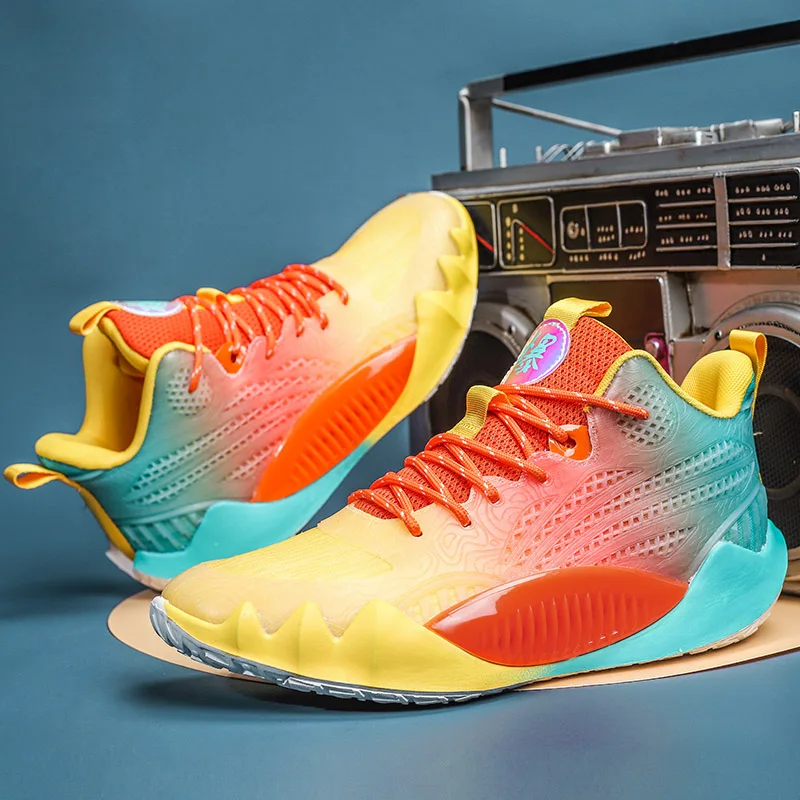 Color Tread mesh surface breathable high-quality MD outsole luminous basketball shoes 36-45