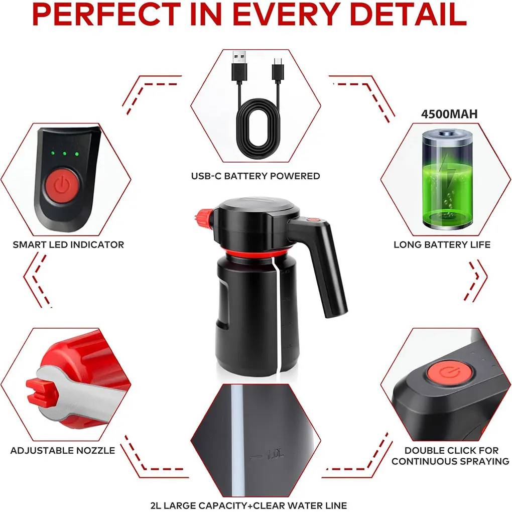 Электрический распылитель пены 2л автомойка домашний сад чистка детализации