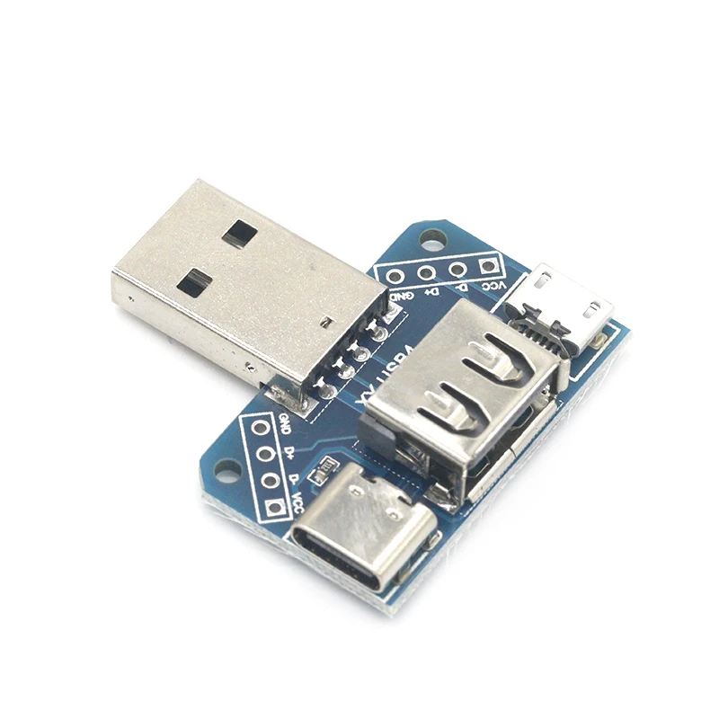 Коммутатор с USB-разъемом (штекер) и разъемом USB Type-c Micro (гнездо) 2 54-4P тестовая плата
