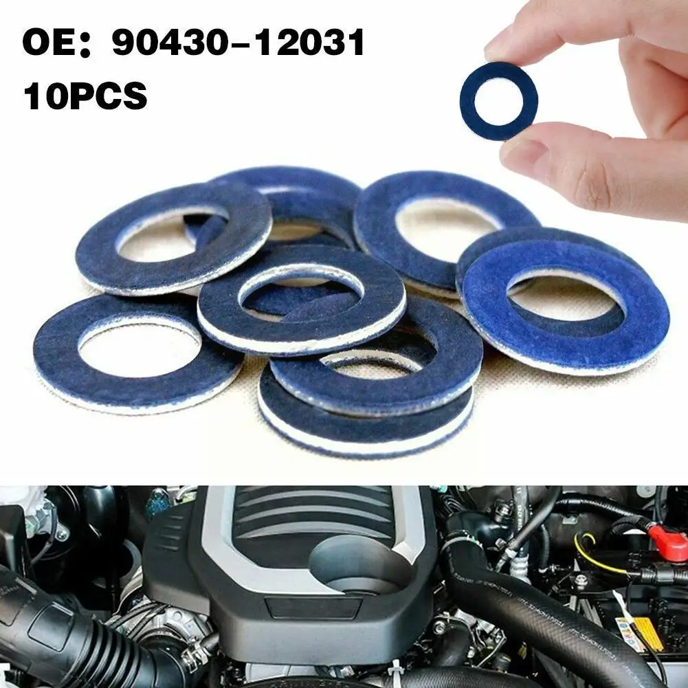 

10pcs Car Engine Thread Oil Drain Sump Plug Gaskets Washer 12mm Hole Nut Seal Ring For Toyota Lexus OE# 90430-12031 90341-1 H5K8