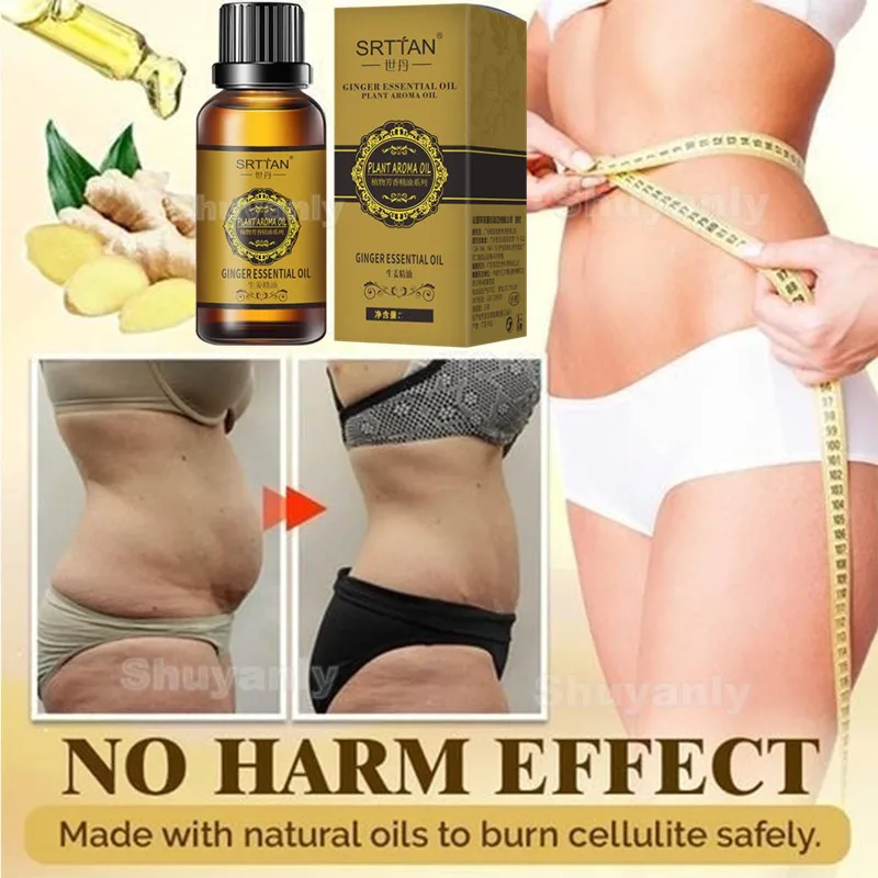 

10ML Belly Drainage Slimming Tummy Ginger Oil, Natural Ginger Massage Essential Oils for Relieve Muscle Soreness Swelling