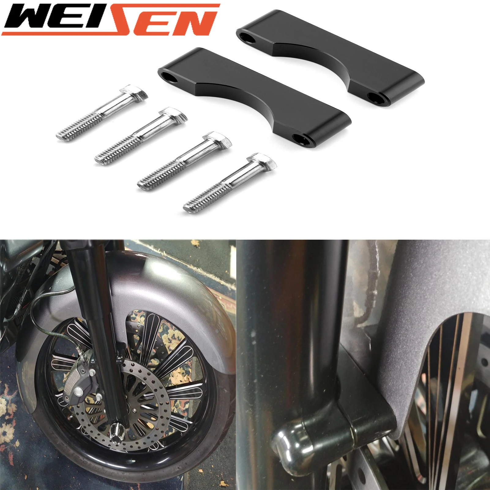 

21" 23" 26" Motorbike Front Fender Spacer Brackets Kit 1" Wide For Harley 1997-2013 Touring FLT FLHT FLHR FLHX FLTR H-D FL Trike