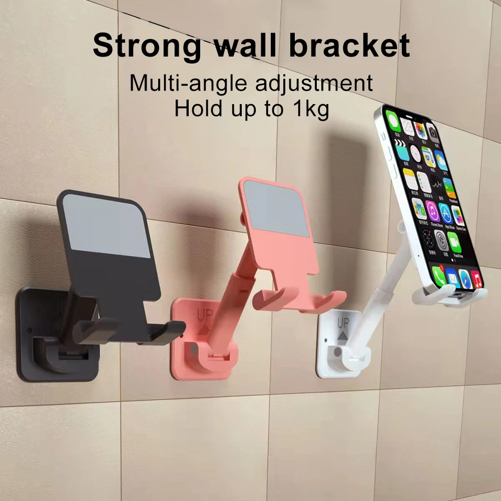 

1pcs Wall Mount Phone Holder Self-Adhesive Wall Bracket Extendable Adjustable Phone Stand for Mirror Bathroom Bedroom Kitchen