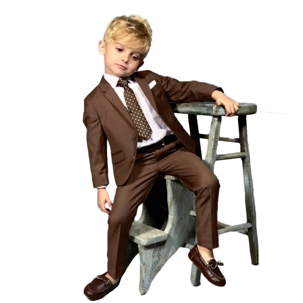Solid Suits For Boy 2 Pieces (Jacket+Pants) Boy Suit  Custom Made Boy Long Sleeve Birthday  Wedding Party Suit
