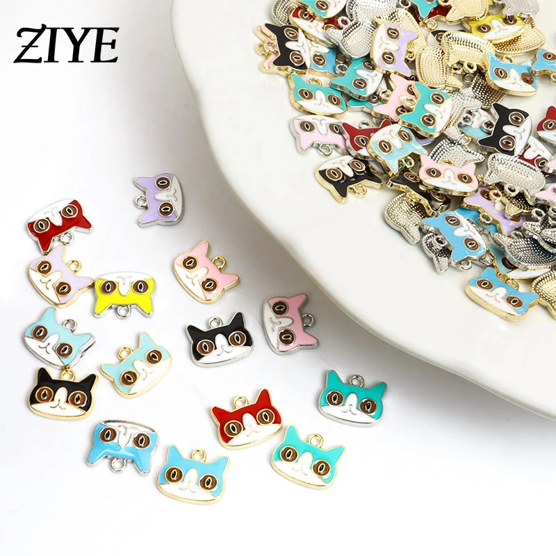 

10pcs Cute Cartoon Animal Cat Enamel Charms for Jewelry Making Alloy Earrings Bracelets Pendants Necklaces DIY Creative Findings