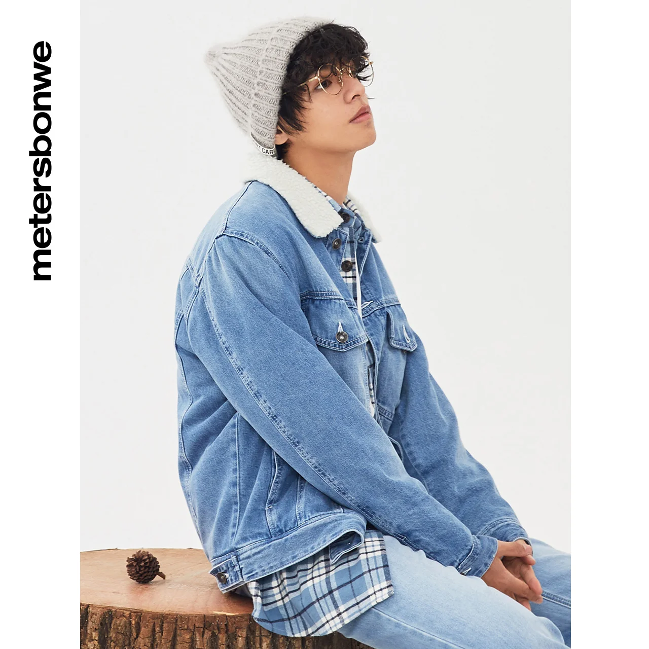 Metersbonwe Men's Casual Woven Denim Coats Winter Pure Cotton Casual Cotton-Padded Jacket Male Warm Short Loose Denim Jackets