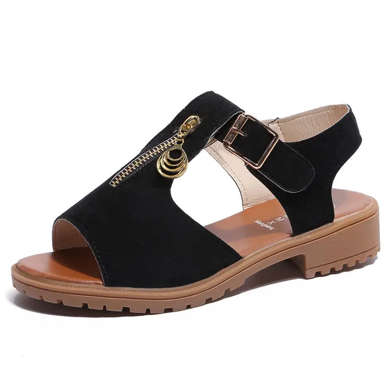 

Peep Toe Women Sandals Newest Student Chunky Heel Sandals Women Summer Open Toe Flat Bottom Women Sandals