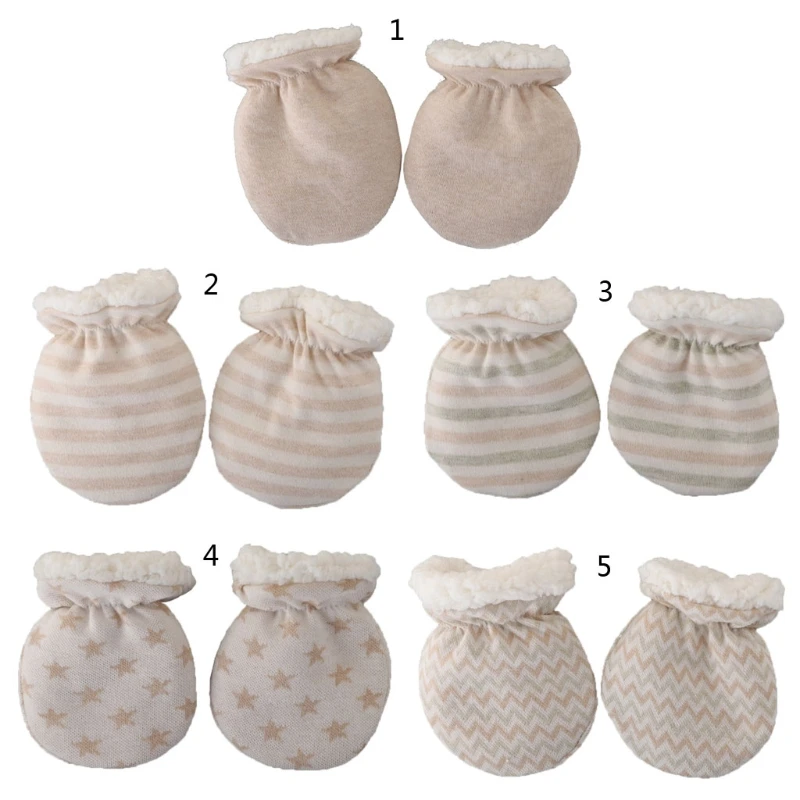 

Q0KB Thick Newborn Anti Scratching Gloves for Protection Cotton Scratch Mit