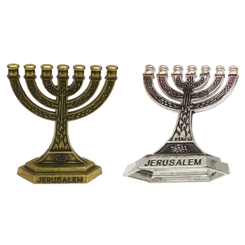 

7 Branch Candle Holder Jerusalem Candlestick Candelabra Home Desktop Ornament